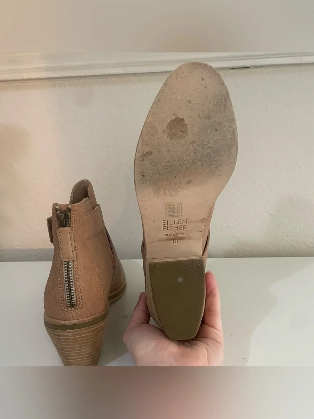 Eileen Fisher Derby Leather Ankle Booties Size 10